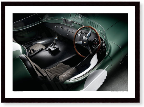 Aston Martin DBR2 (inside) A3 (297 x 420 mm / 11.7 x 16.5 in) / Black Wood Frame (Printed on Fine Art Paper) / No Mount