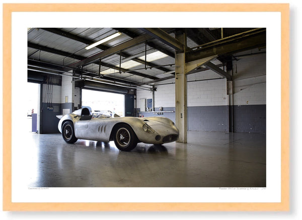 Maserati 300S at Silverstone A3 (297 x 420 mm / 11.7 x 16.5 in) / Wood Frame (Printed on Fine Art Paper) / No Mount