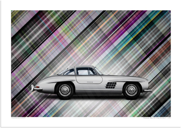Mercedes-Benz 300 SL (technicolour tartan) A3 (297 x 420 mm / 11.7 x 16.5 in) / Print-Only (Fine Art Paper) / No Mount