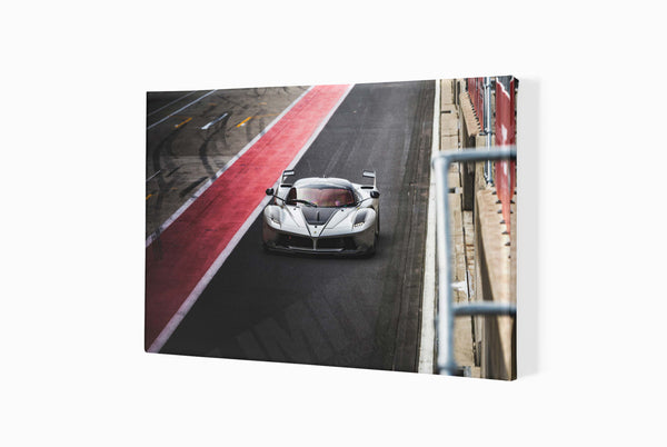 Ferrari FXX-K at Silverstone (Pensive) A3 (297 x 420 mm / 11.7 x 16.5 in) / Canvas Print (Mounted on Wood Internal