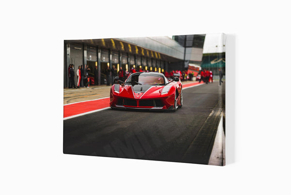 Ferrari FXX-K at Silverstone (Ready to Go) A1 (594 x 841 mm / 23.4 x 33.1 in) / Canvas Print (Mounted on Wood Internal
