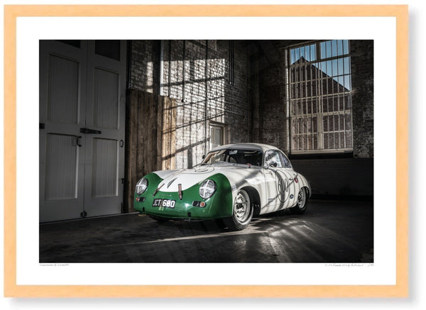 1954 Porsche 356 at Bicester Heritage A3 (297 x 420 mm / 11.7 x 16.5 in) / Wood Frame (Printed on Fine Art Paper) / No