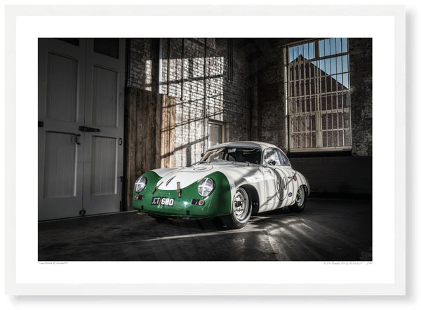 1954 Porsche 356 at Bicester Heritage A3 (297 x 420 mm / 11.7 x 16.5 in) / White Wood Frame (Printed on Fine Art Paper)