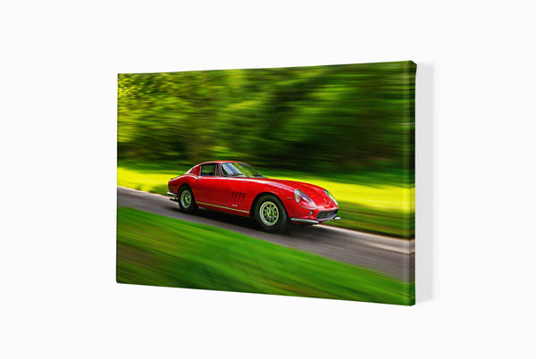 Ferrari 275 GTB at Prescott Hill Climb A3 (297 x 420 mm / 11.7 x 16.5 in) / Canvas Print (Mounted on Wood Internal
