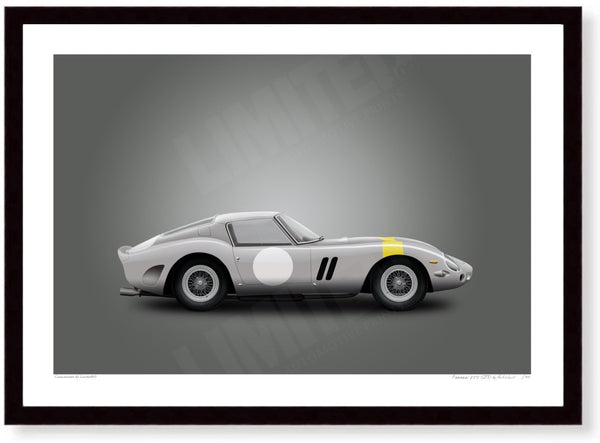1963 Ferrari 250 GTO Chassis 4153GT A3 (297 x 420 mm / 11.7 x 16.5 in) / Black Wood Frame (Printed on Fine Art Paper)
