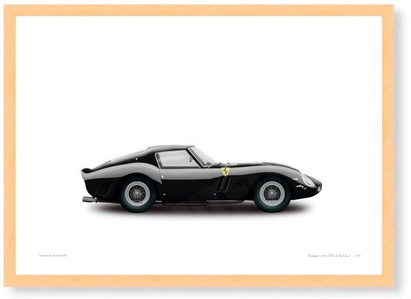1963 Ferrari 250 GTO Chassis 4219GT A3 (297 x 420 mm / 11.7 x 16.5 in) / Wood Frame (Printed on Fine Art Paper) / No