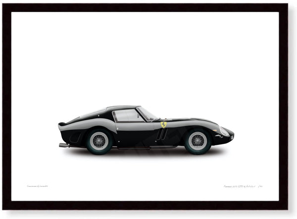 1963 Ferrari 250 GTO Chassis 4219GT A3 (297 x 420 mm / 11.7 x 16.5 in) / Black Wood Frame (Printed on Fine Art Paper)