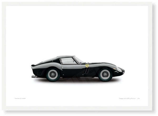 1963 Ferrari 250 GTO Chassis 4219GT A3 (297 x 420 mm / 11.7 x 16.5 in) / White Wood Frame (Printed on Fine Art Paper)