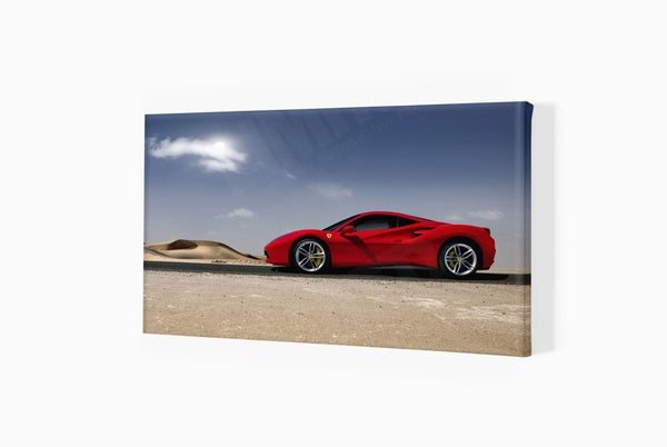 Ferrari 488 GTB in Dubai S (420mm x 243) / Canvas Print (Mounted on Wood Internal Frame) / No Mount