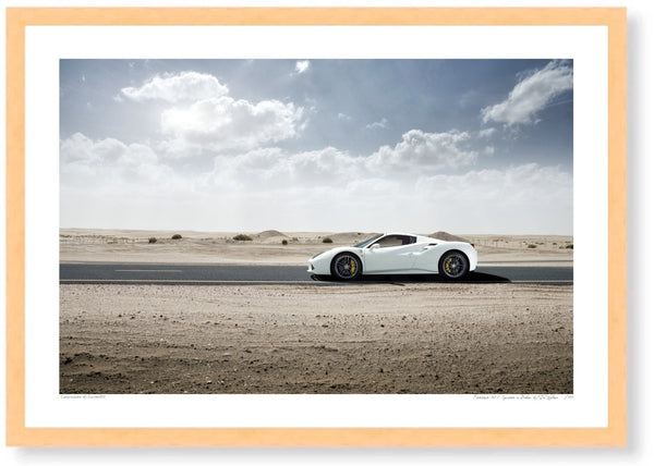 Ferrari 488 Spider in Dubai S (420mm x 291) / Wood Frame (Printed on Fine Art Paper) / No Mount