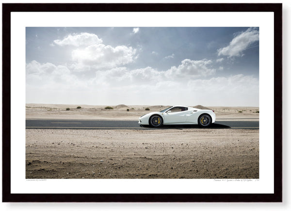 Ferrari 488 Spider in Dubai S (420mm x 291) / Black Wood Frame (Printed on Fine Art Paper) / No Mount