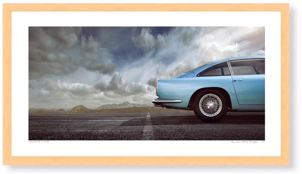Aston Martin DB4 side profile S (420mm x 226) / Wood Frame (Printed on Fine Art Paper) / No Mount