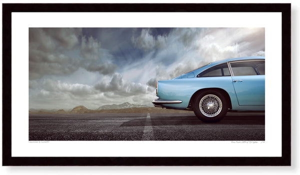 Aston Martin DB4 side profile S (420mm x 226) / Black Wood Frame (Printed on Fine Art Paper) / No Mount