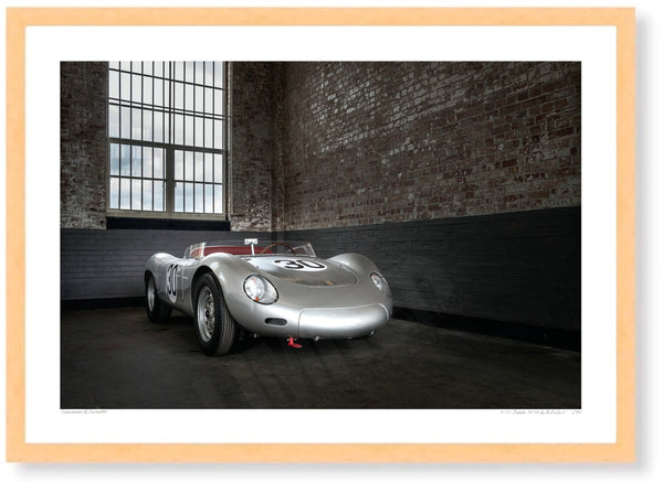 1958 Porsche 718 RSK at Bicester Heritage A3 (297 x 420 mm / 11.7 x 16.5 in) / Wood Frame (Printed on Fine Art Paper)