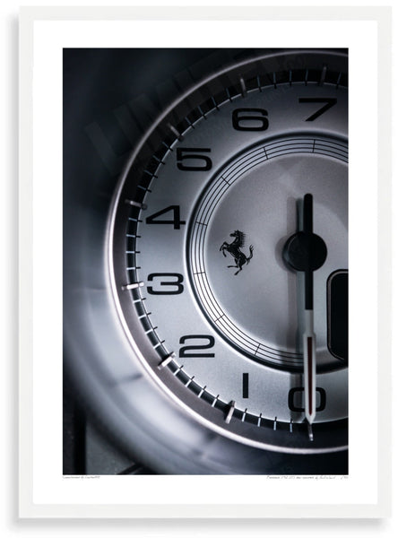 Ferrari 812 GTS rev counter A3 (297 x 420 mm / 11.7 x 16.5 in) / White Wood Frame (Printed on Fine Art Paper) / No Mount