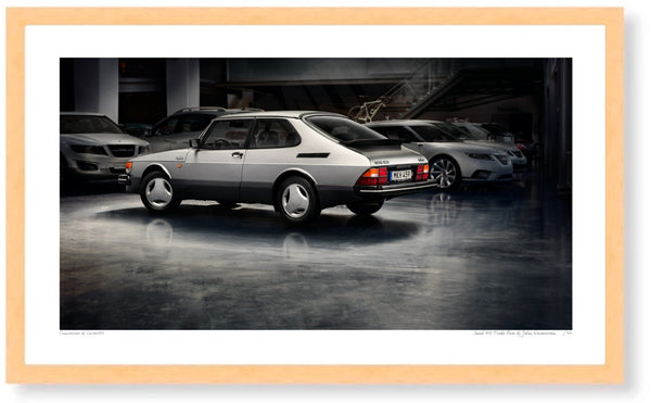 Saab 900 Turbo Aero S (245 x 420 mm) / Wood Frame (Printed on Fine Art Paper) / No Mount