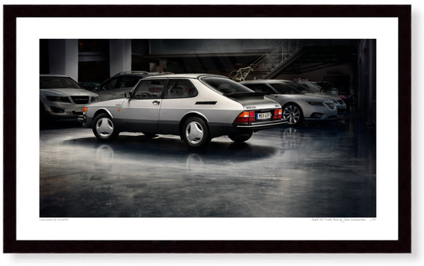 Saab 900 Turbo Aero S (245 x 420 mm) / Black Wood Frame (Printed on Fine Art Paper) / No Mount
