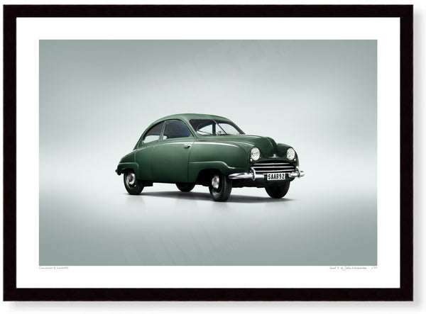 Saab 92 A3 (297 x 420 mm / 11.7 x 16.5 in) / Black Wood Frame (Printed on Fine Art Paper) / No Mount