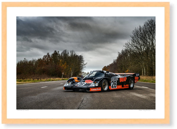 Porsche 956 A3 (297 x 420 mm / 11.7 x 16.5 in) / Wood Frame (Printed on Fine Art Paper) / No Mount