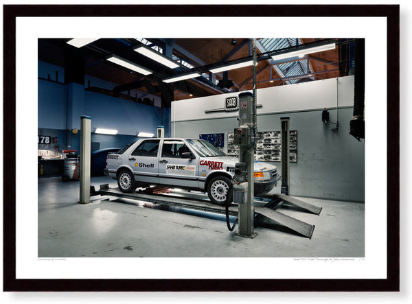Saab 9000 Turbo Talladega A3 (297 x 420 mm / 11.7 x 16.5 in) / Black Wood Frame (Printed on Fine Art Paper) / No Mount