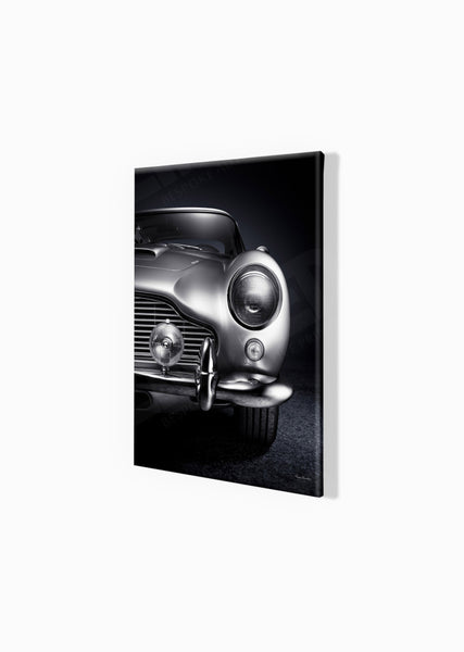 Aston Martin DB5 (detail) A3 (297 x 420 mm / 11.7 x 16.5 in) / Canvas Print (Mounted on Wood Internal Frame) / No Mount