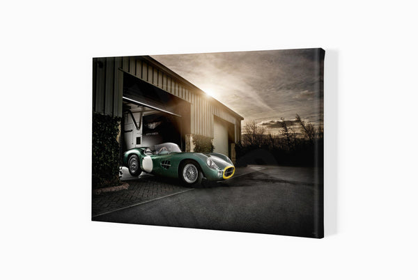 1957 Aston Martin DBR2 (Location B) S (420mm x 289) / Canvas Print (Mounted on Wood Internal Frame) / No Mount