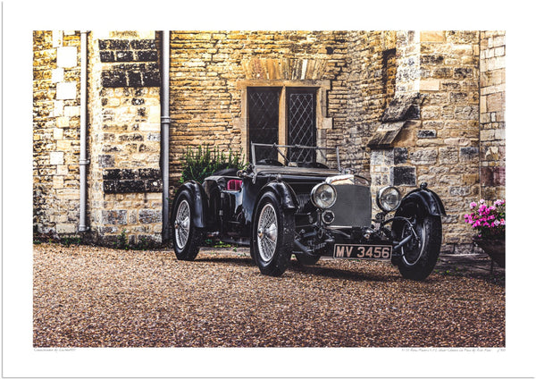 Aston Martin Short Chassis Le Mans 1933 at Turvey Abbey (Departure) A3 (297 x 420 mm / 11.7 x 16.5 in) / Print-Only