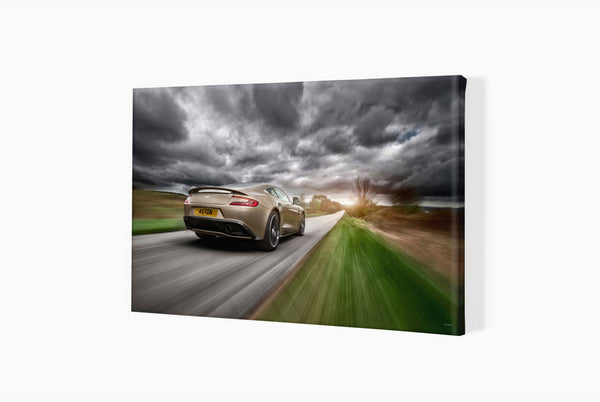 Aston Martin Vanquish (second generation rear) S (420mm x 264) / Canvas Print (Mounted on Wood Internal Frame) / No