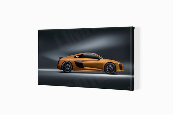 Audi R8 V10 Plus S (420mm x 241) / Canvas Print (Mounted on Wood Internal Frame) / No Mount