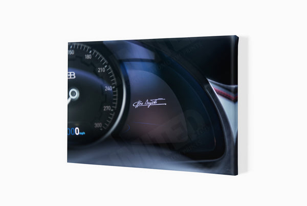 Bugatti Chiron Dashboard A3 (297 x 420 mm / 11.7 x 16.5 in) / Canvas Print (Mounted on Wood Internal Frame) / No Mount