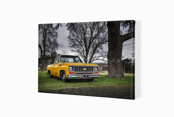 1973 Chevrolet C10 A3 (297 x 420 mm / 11.7 x 16.5 in) / Canvas Print (Mounted on Wood Internal Frame) / No Mount