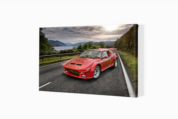 De Tomaso Pantera GT5 in Scotland S (420mm x 243) / Canvas Print (Mounted on Wood Internal Frame) / No Mount