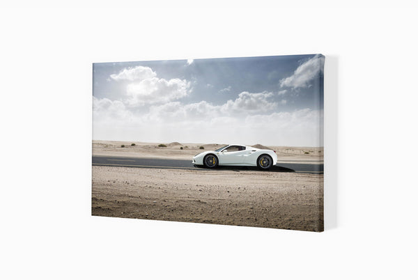 Ferrari 488 Spider in Dubai S (420mm x 291) / Canvas Print (Mounted on Wood Internal Frame) / No Mount