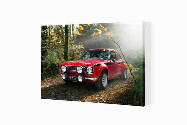 Ford Escort Mexico A3 (297 x 420 mm / 11.7 x 16.5 in) / Canvas Print (Mounted on Wood Internal Frame) / No Mount