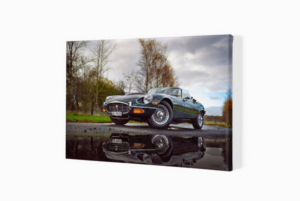 Jaguar E-Type V12 (Series 3 roadster) A3 (297 x 420 mm / 11.7 x 16.5 in) / Canvas Print (Mounted on Wood Internal