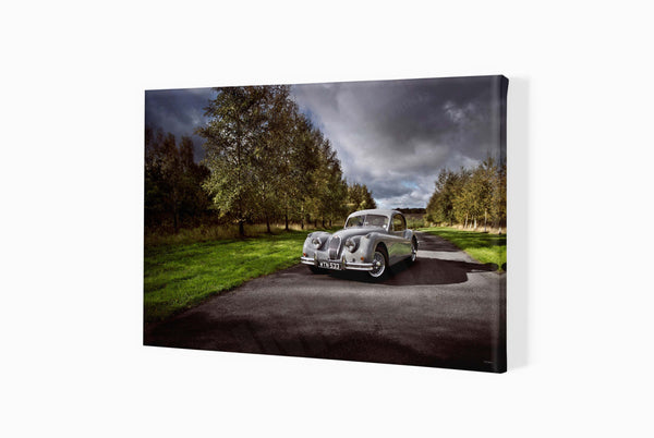 Jaguar XK140 A3 (297 x 420 mm / 11.7 x 16.5 in) / Canvas Print (Mounted on Wood Internal Frame) / No Mount