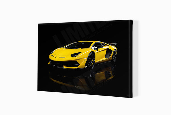 Lamborghini Aventador SVJ A3 (297 x 420 mm / 11.7 x 16.5 in) / Canvas Print (Mounted on Wood Internal Frame) / No Mount