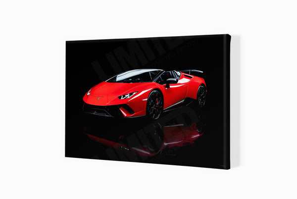 Lamborghini Huracán Performante A3 (297 x 420 mm / 11.7 x 16.5 in) / Canvas Print (Mounted on Wood Internal Frame) / No