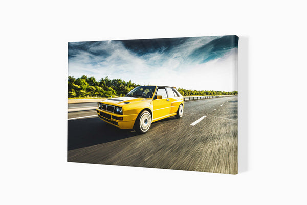 Lancia Delta HF Integrale A3 (297 x 420 mm / 11.7 x 16.5 in) / Canvas Print (Mounted on Wood Internal Frame) / No Mount