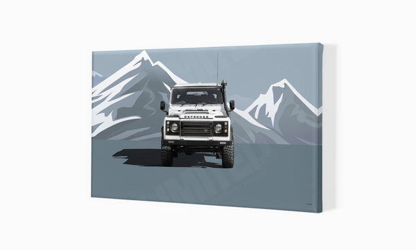 Land Rover Defender Legacy 110 Heritage (blue mountains) S (420mm x 258) / Canvas Print (Mounted on Wood Internal