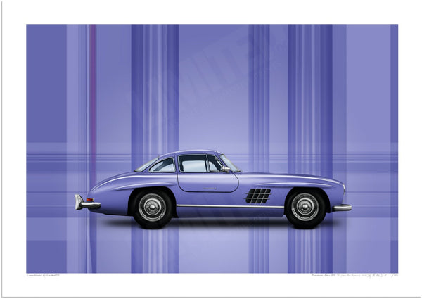 Mercedes-Benz 300 SL (Very Peri Pantone 17-3938) A3 (297 x 420 mm / 11.7 x 16.5 in) / Print-Only (Fine Art Paper) / No