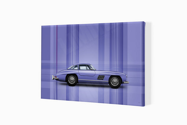 Mercedes-Benz 300 SL (Very Peri Pantone 17-3938) A3 (297 x 420 mm / 11.7 x 16.5 in) / Canvas Print (Mounted on Wood