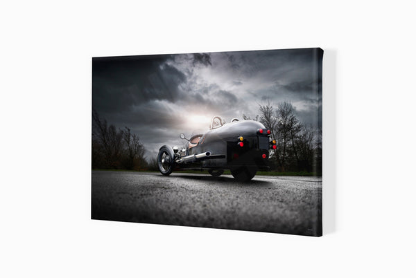 Morgan 3 Wheeler (rear) A3 (297 x 420 mm / 11.7 x 16.5 in) / Canvas Print (Mounted on Wood Internal Frame) / No Mount