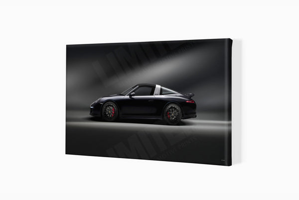 Porsche 911 Targa 4 GTS (991) side profile S (420mm x 244) / Canvas Print (Mounted on Wood Internal Frame) / No Mount