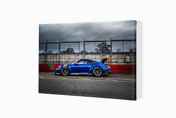 Porsche 911 (992) GT3 Cup A3 (297 x 420 mm / 11.7 x 16.5 in) / Canvas Print (Mounted on Wood Internal Frame) / No Mount