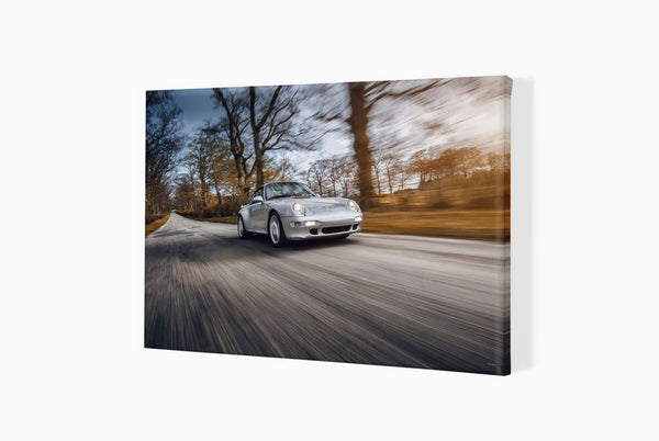 Porsche 993 Turbo A3 (297 x 420 mm / 11.7 x 16.5 in) / Canvas Print (Mounted on Wood Internal Frame) / No Mount