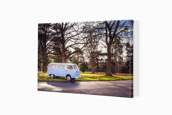 1973 VW Camper Van A3 (297 x 420 mm / 11.7 x 16.5 in) / Canvas Print (Mounted on Wood Internal Frame) / No Mount