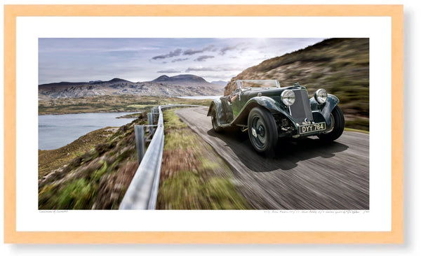 1937 Aston Martin 15/98 Short Abbey 2/4 seater sports S (420mm x 242) / Wood Frame (Printed on Fine Art Paper) / No