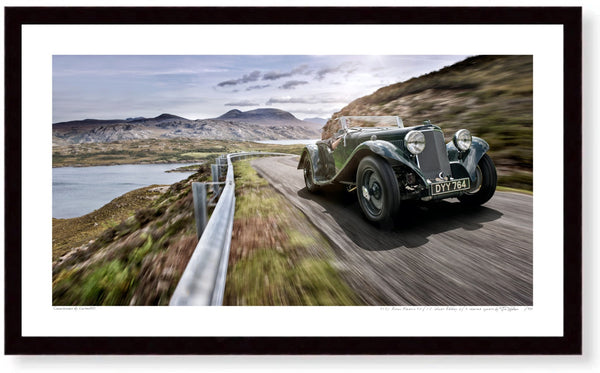 1937 Aston Martin 15/98 Short Abbey 2/4 seater sports S (420mm x 242) / Black Wood Frame (Printed on Fine Art Paper)