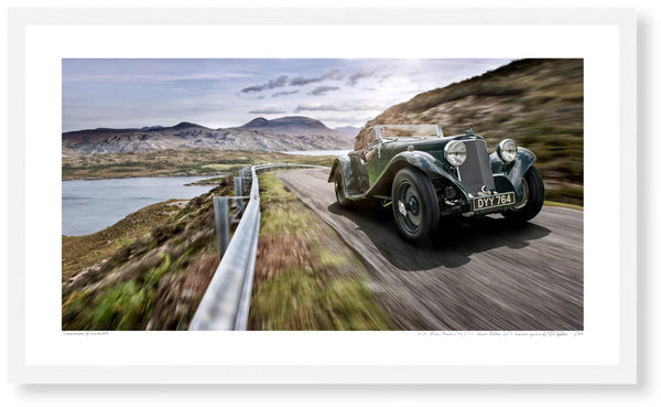 1937 Aston Martin 15/98 Short Abbey 2/4 seater sports S (420mm x 242) / White Wood Frame (Printed on Fine Art Paper)